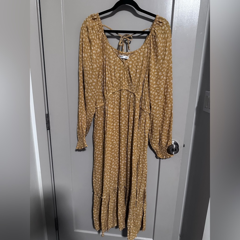 *Sonoma Mustard Floral Long Sleeve Dress